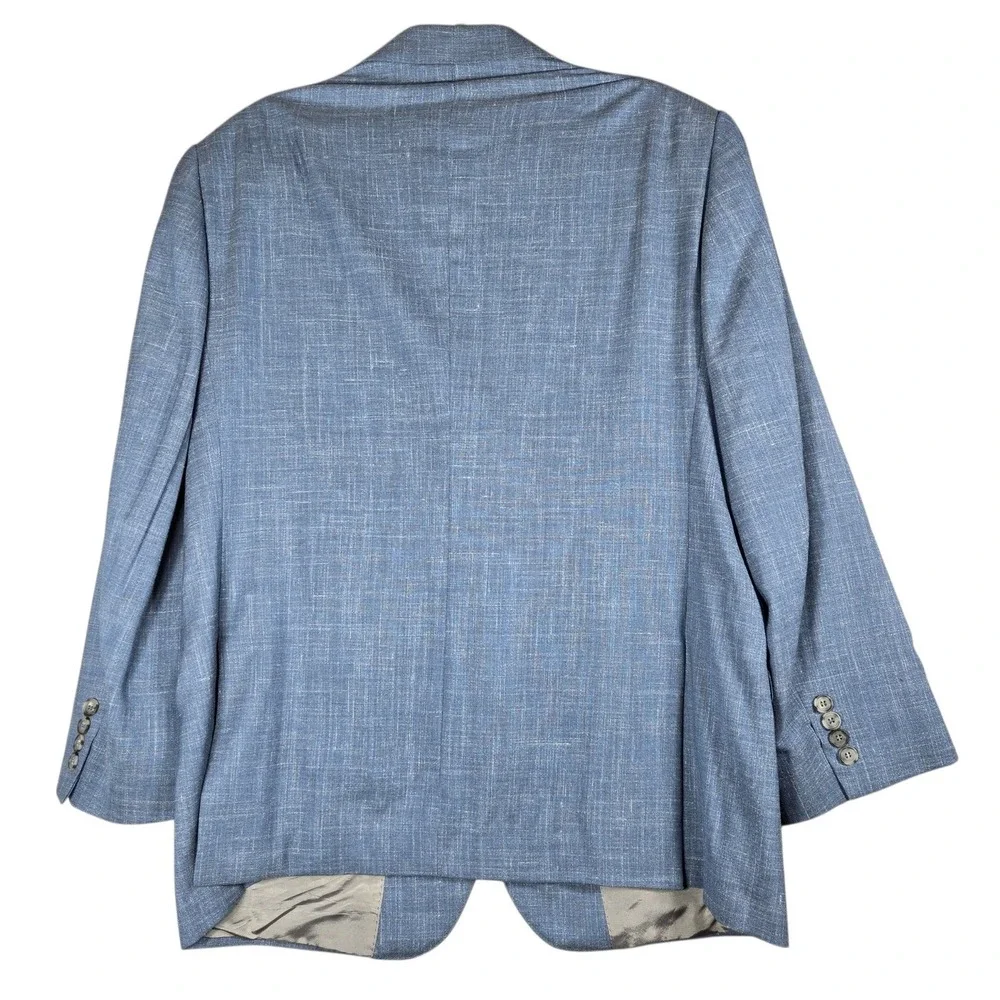 Loro Piana On The Move Sport Coat Blazer Mens 42S Cremieux Blue Wool Silk Linen